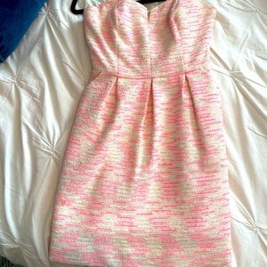 White and pink sweetheart strapless dress